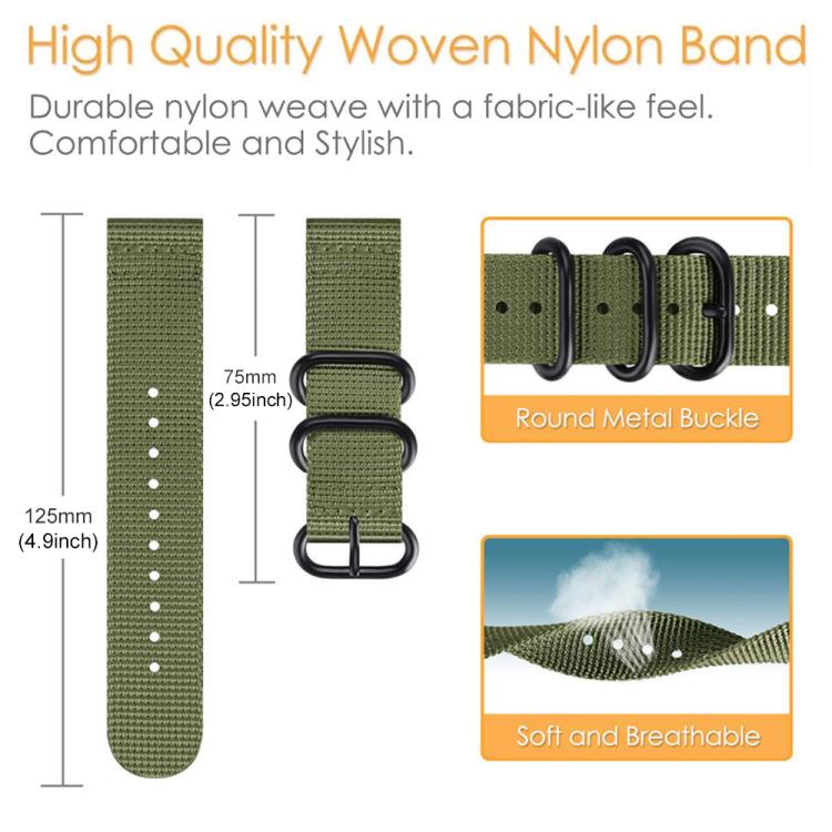 xDfind Ring Buckle Nylon Canvas Watch Band, For Fitbit Versa 4 / 3 / Sense 2 / Sense, For Fitbit Versa 2 / Versa / Versa Lite