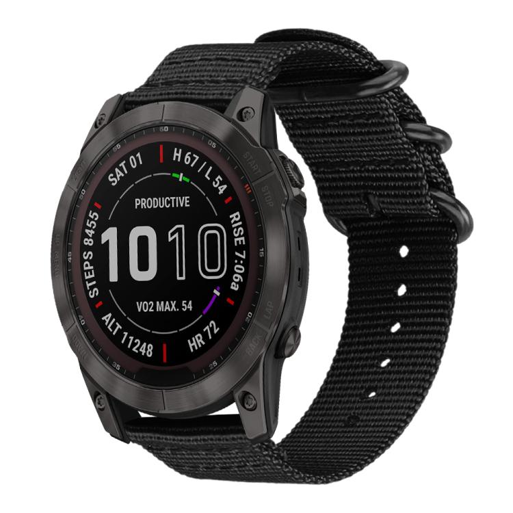 xDfind Ring Buckle Nylon Canvas Watch Band, For Garmin Fenix 8/7X/6X/5X 26mm, For Garmin Fenix 8/7/6/5 22mm, For Garmin Forerunner 235/220/620/630, For Garmin Forerunner 35 / 30 / 35J