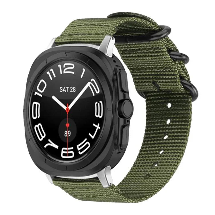xDfind 環扣尼龍帆布錶帶，適用於 Samsung Galaxy Watch Ultra / Ultra 2025，Samsung Galaxy Watch8 / 8 Classic，Samsung Galaxy Watch 7 / 6 / 5 / FE，Samsung Galaxy Fit3 SM-R390