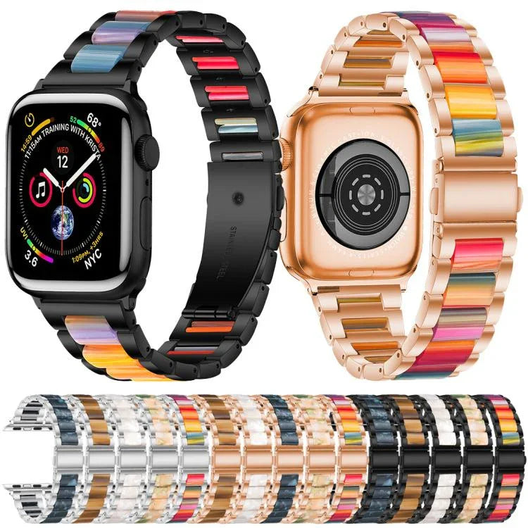 xDfind 三珠金屬樹脂錶帶，適用於 Apple Watch 42 / 44 / 45 / 46 / 49mm，適用於 Apple Watch 38 / 40 / 41 / S10 42mm