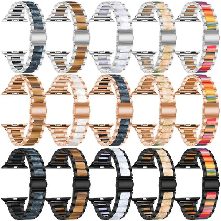 xDfind 三珠金屬樹脂錶帶，適用於 Apple Watch 42 / 44 / 45 / 46 / 49mm，適用於 Apple Watch 38 / 40 / 41 / S10 42mm