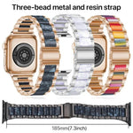 xDfind 三珠金屬樹脂錶帶，適用於 Apple Watch 42 / 44 / 45 / 46 / 49mm，適用於 Apple Watch 38 / 40 / 41 / S10 42mm