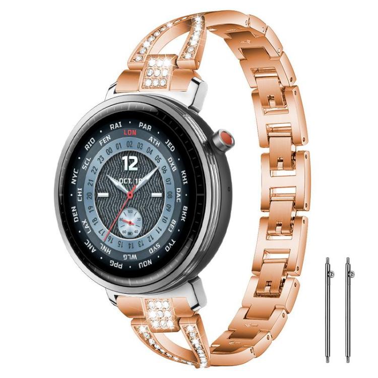 xDfind X-Shaped Single Row Diamond Metal Watch Band, 22mm, 20mm, 18mm
