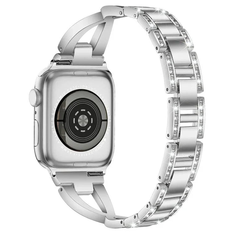 xDfind X 形單排鑽石金屬錶帶，適用於 Apple Watch 42 / 44 / 45 / 46 / 49mm，適用於 Apple Watch 38 / 40 / 41 / S10 42mm