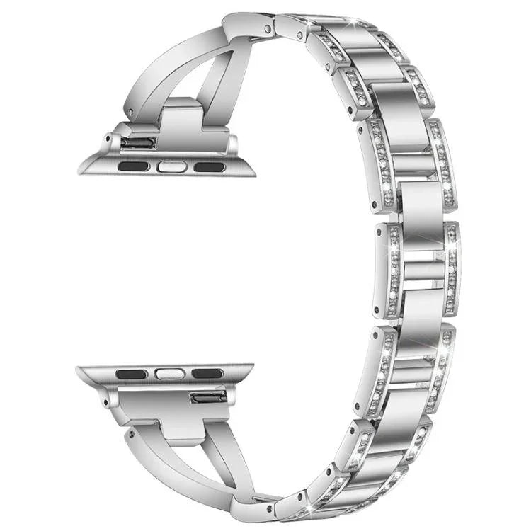 xDfind X 形單排鑽石金屬錶帶，適用於 Apple Watch 42 / 44 / 45 / 46 / 49mm，適用於 Apple Watch 38 / 40 / 41 / S10 42mm