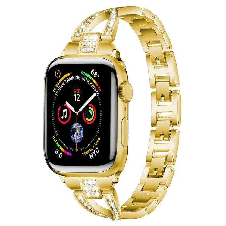 xDfind X 形單排鑽石金屬錶帶，適用於 Apple Watch 42 / 44 / 45 / 46 / 49mm，適用於 Apple Watch 38 / 40 / 41 / S10 42mm