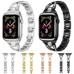 xDfind X 形單排鑽石金屬錶帶，適用於 Apple Watch 42 / 44 / 45 / 46 / 49mm，適用於 Apple Watch 38 / 40 / 41 / S10 42mm