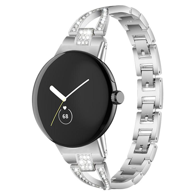 xDfind X型單排鑽石金屬錶帶，適用 Google Pixel Watch 4 / 3 / 2 / 1 41mm