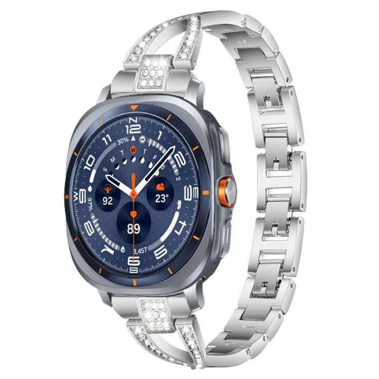 xDfind X型單排鑽石金屬錶帶，適用於 Samsung Galaxy Watch Ultra/Ultra 2025，Samsung Galaxy Watch8 / 8 Classic，Samsung Galaxy Watch 7 / 6 / 5 / FE