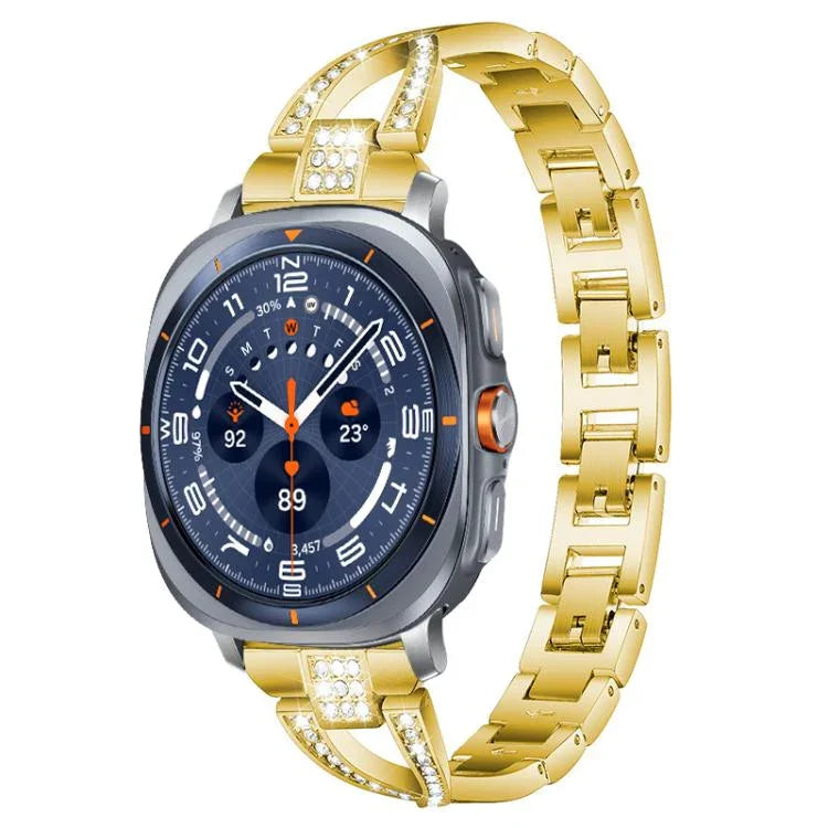 xDfind X型單排鑽石金屬錶帶，適用於 Samsung Galaxy Watch Ultra/Ultra 2025，Samsung Galaxy Watch8 / 8 Classic，Samsung Galaxy Watch 7 / 6 / 5 / FE