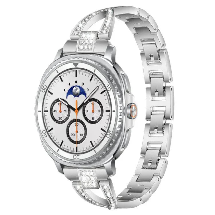 xDfind X型單排鑽石金屬錶帶，適用於 Samsung Galaxy Watch Ultra/Ultra 2025，Samsung Galaxy Watch8 / 8 Classic，Samsung Galaxy Watch 7 / 6 / 5 / FE
