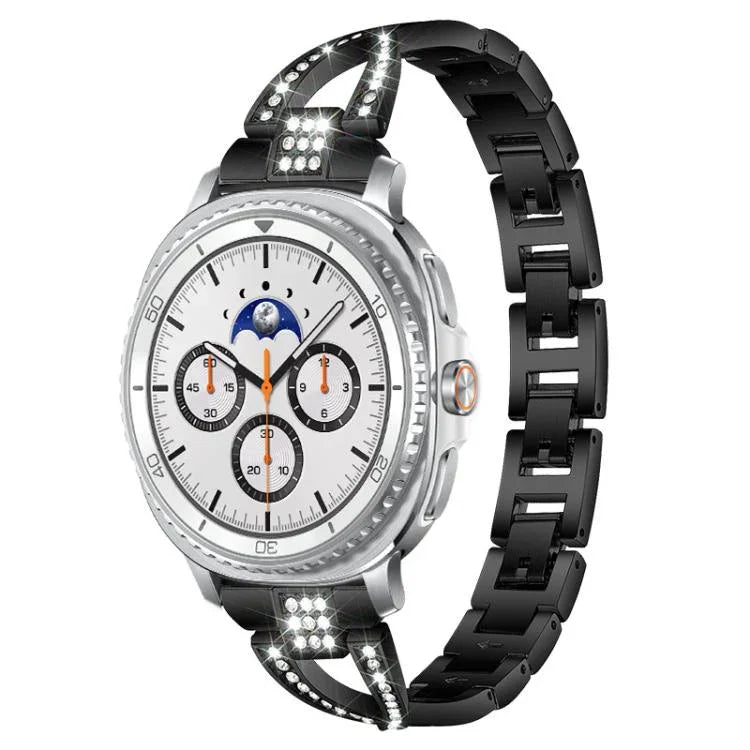 xDfind X型單排鑽石金屬錶帶，適用於 Samsung Galaxy Watch Ultra/Ultra 2025，Samsung Galaxy Watch8 / 8 Classic，Samsung Galaxy Watch 7 / 6 / 5 / FE