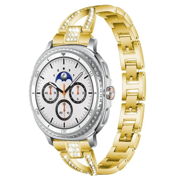 xDfind X型單排鑽石金屬錶帶，適用於 Samsung Galaxy Watch Ultra/Ultra 2025，Samsung Galaxy Watch8 / 8 Classic，Samsung Galaxy Watch 7 / 6 / 5 / FE