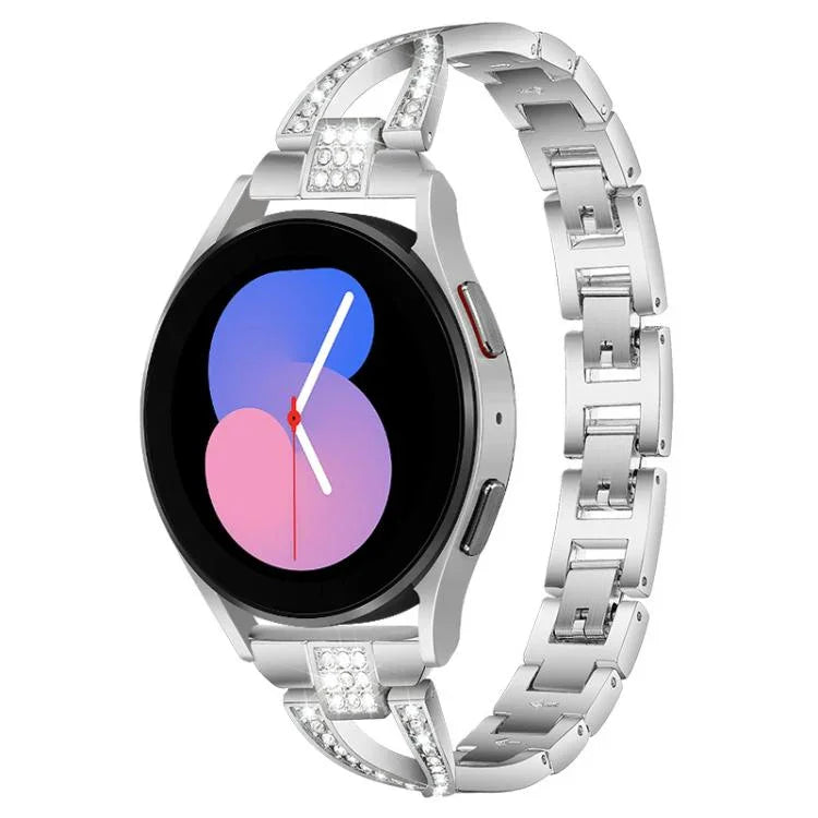 xDfind X型單排鑽石金屬錶帶，適用於 Samsung Galaxy Watch Ultra/Ultra 2025，Samsung Galaxy Watch8 / 8 Classic，Samsung Galaxy Watch 7 / 6 / 5 / FE