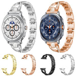 xDfind X型單排鑽石金屬錶帶，適用於 Samsung Galaxy Watch Ultra/Ultra 2025，Samsung Galaxy Watch8 / 8 Classic，Samsung Galaxy Watch 7 / 6 / 5 / FE