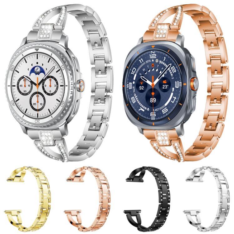 xDfind X型單排鑽石金屬錶帶，適用於 Samsung Galaxy Watch Ultra/Ultra 2025，Samsung Galaxy Watch8 / 8 Classic，Samsung Galaxy Watch 7 / 6 / 5 / FE