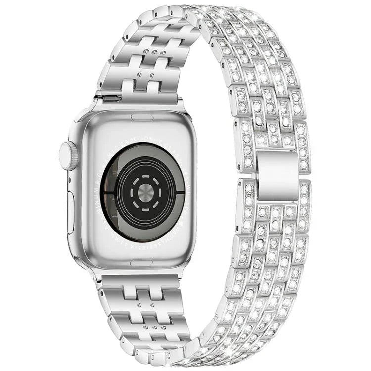 xDfind 五珠全鑽金屬錶帶，適用於 Apple Watch 42 / 44 / 45 / 46 / 49mm，適用於 Apple Watch 38 / 40 / 41 / S10 42mm