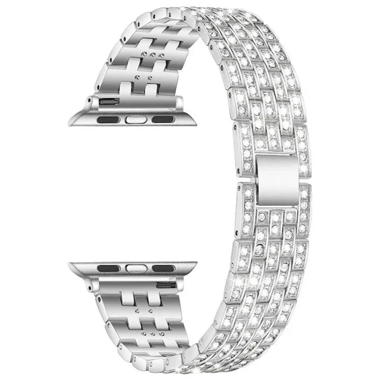 xDfind 五珠全鑽金屬錶帶，適用於 Apple Watch 42 / 44 / 45 / 46 / 49mm，適用於 Apple Watch 38 / 40 / 41 / S10 42mm
