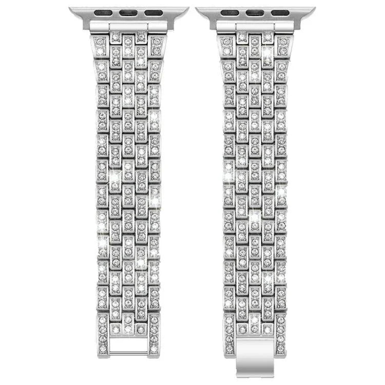xDfind 五珠全鑽金屬錶帶，適用於 Apple Watch 42 / 44 / 45 / 46 / 49mm，適用於 Apple Watch 38 / 40 / 41 / S10 42mm