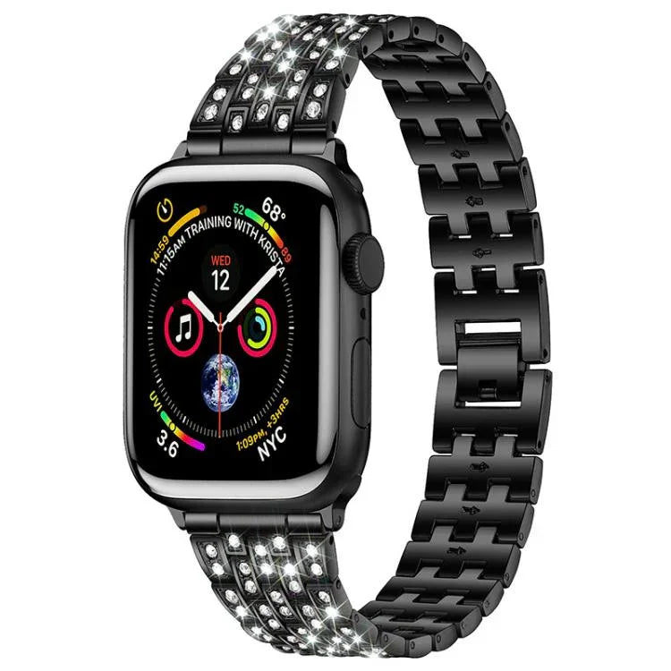 xDfind 五珠全鑽金屬錶帶，適用於 Apple Watch 42 / 44 / 45 / 46 / 49mm，適用於 Apple Watch 38 / 40 / 41 / S10 42mm