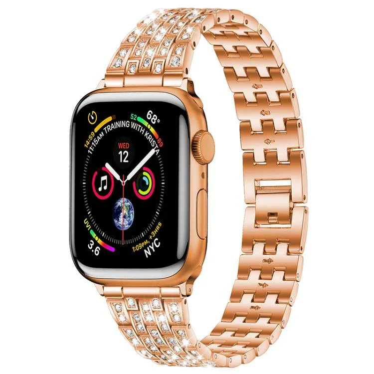xDfind 五珠全鑽金屬錶帶，適用於 Apple Watch 42 / 44 / 45 / 46 / 49mm，適用於 Apple Watch 38 / 40 / 41 / S10 42mm