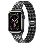 xDfind 五珠全鑽金屬錶帶，適用於 Apple Watch 42 / 44 / 45 / 46 / 49mm，適用於 Apple Watch 38 / 40 / 41 / S10 42mm