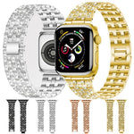xDfind 五珠全鑽金屬錶帶，適用於 Apple Watch 42 / 44 / 45 / 46 / 49mm，適用於 Apple Watch 38 / 40 / 41 / S10 42mm