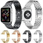xDfind 魚鱗紋理金屬錶帶，適用於 Apple Watch 42 / 44 / 45 / 46 / 49mm，適用於 Apple Watch 38 / 40 / 41 / S11 42mm