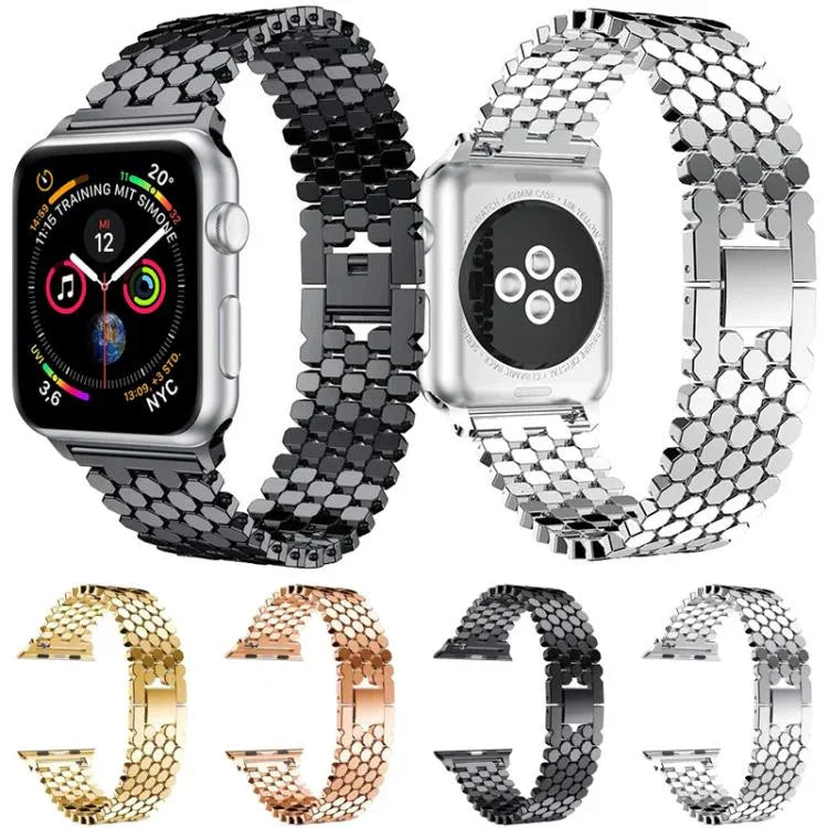 xDfind 魚鱗紋理金屬錶帶，適用於 Apple Watch 42 / 44 / 45 / 46 / 49mm，適用於 Apple Watch 38 / 40 / 41 / S11 42mm