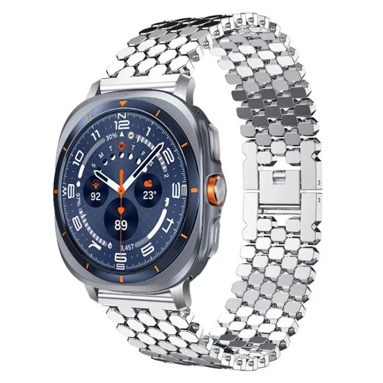 xDfind 魚鱗紋理金屬錶帶，適用於 Samsung Galaxy Watch Ultra/Ultra 2025，Samsung Galaxy Watch8 / 8 Classic，Samsung Galaxy Watch7 / FE / 6 / 5 / 4，Samsung Galaxy Fit3