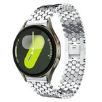 xDfind 魚鱗紋理金屬錶帶，適用於 Samsung Galaxy Watch Ultra/Ultra 2025，Samsung Galaxy Watch8 / 8 Classic，Samsung Galaxy Watch7 / FE / 6 / 5 / 4，Samsung Galaxy Fit3