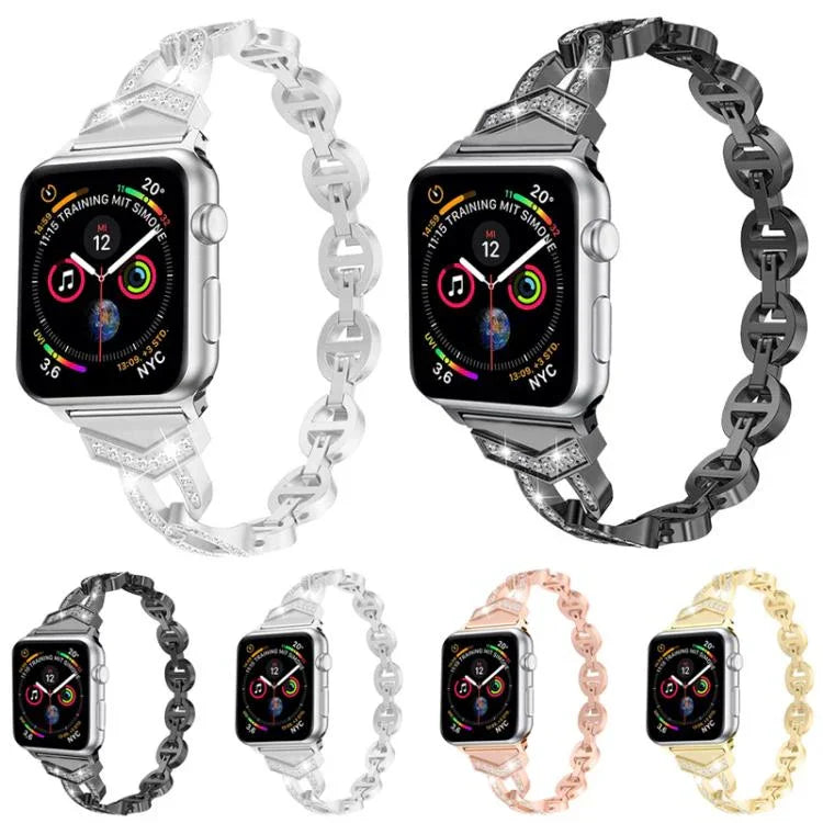 xDfind 鑽石不鏽鋼錶帶，適用於 Apple Watch 42 / 44 / 45 / 46 / 49mm，適用於 Apple Watch 38 / 40 / 41 / S10 42mm