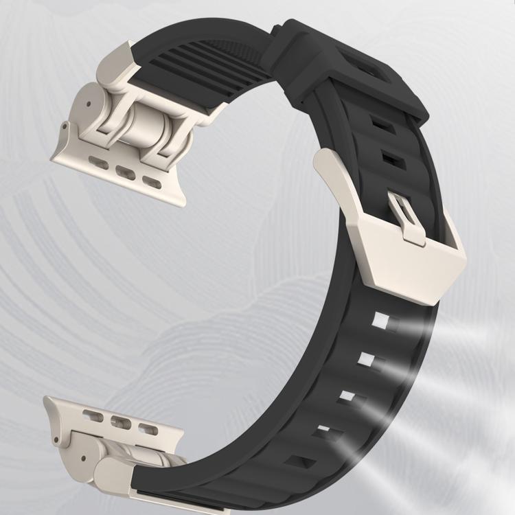 機械條紋紋理矽膠錶帶，適用 Apple Watch 46mm / 49mm / 45mm / 44mm