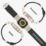 機械條紋紋理矽膠錶帶，適用 Apple Watch 46mm / 49mm / 45mm / 44mm