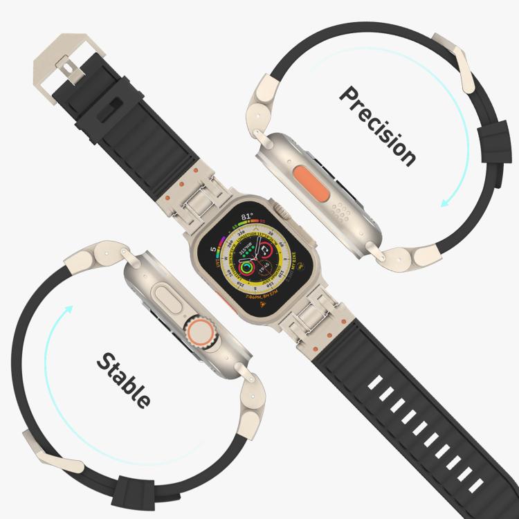 機械條紋紋理矽膠錶帶，適用 Apple Watch 46mm / 49mm / 45mm / 44mm