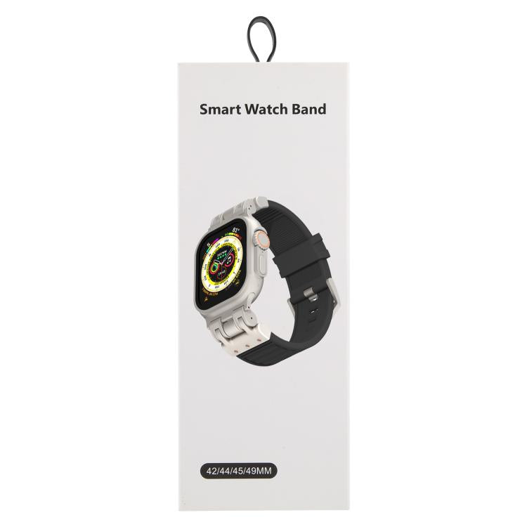 機械條紋紋理矽膠錶帶，適用 Apple Watch 46mm / 49mm / 45mm / 44mm