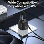USAMS CC263 30W GaN USB-C / Type-C、USB 雙埠迷你快速充電器，CC263