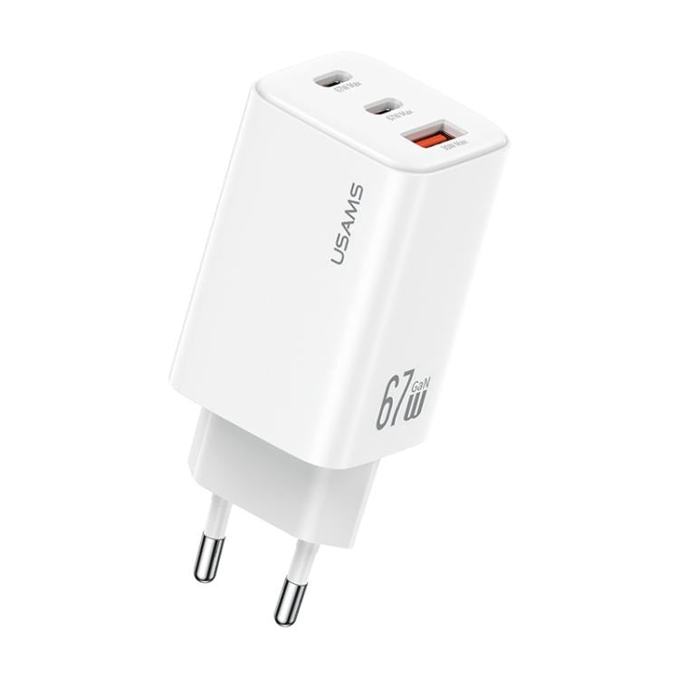 USAMS CC265 67W GaN 2 x Type-C、USB 三埠迷你快速充電器，CC265