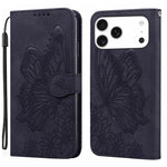 復古皮革觸感蝴蝶壓紋橫式翻蓋皮革手機殼，適用於 iPhone 17 Pro Max、iPhone 17 Pro、iPhone 17、iPhone Air