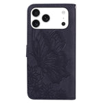 復古皮革觸感蝴蝶壓紋橫式翻蓋皮革手機殼，適用於 iPhone 17 Pro Max、iPhone 17 Pro、iPhone 17、iPhone Air