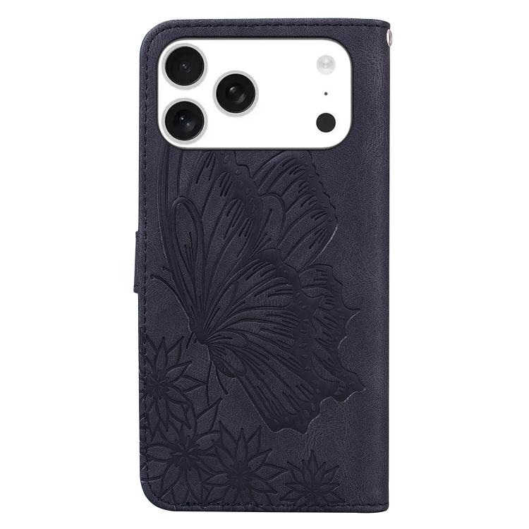 復古皮革觸感蝴蝶壓紋橫式翻蓋皮革手機殼，適用於 iPhone 17 Pro Max、iPhone 17 Pro、iPhone 17、iPhone Air
