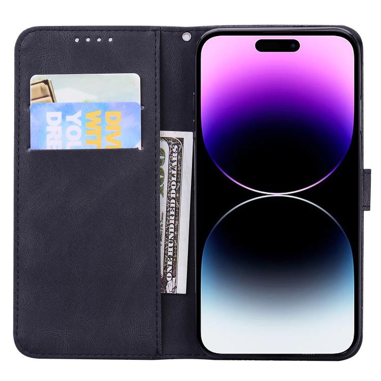 復古皮革觸感蝴蝶壓紋橫式翻蓋皮革手機殼，適用於 iPhone 17 Pro Max、iPhone 17 Pro、iPhone 17、iPhone Air