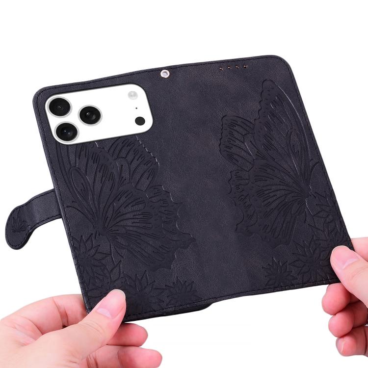 復古皮革觸感蝴蝶壓紋橫式翻蓋皮革手機殼，適用於 iPhone 17 Pro Max、iPhone 17 Pro、iPhone 17、iPhone Air