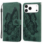 復古皮革觸感蝴蝶壓紋橫式翻蓋皮革手機殼，適用於 iPhone 17 Pro Max、iPhone 17 Pro、iPhone 17、iPhone Air