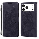 復古皮革觸感蝴蝶壓紋橫式翻蓋皮革手機殼，適用於 iPhone 17 Pro Max、iPhone 17 Pro、iPhone 17、iPhone Air