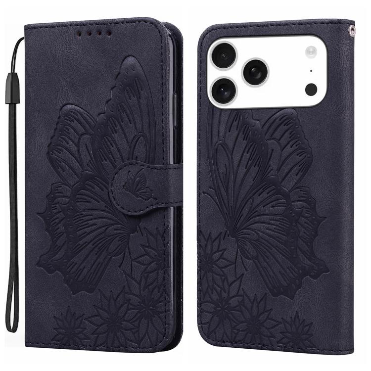 復古皮革觸感蝴蝶壓紋橫式翻蓋皮革手機殼，適用於 iPhone 17 Pro Max、iPhone 17 Pro、iPhone 17、iPhone Air