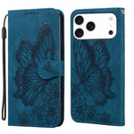 復古皮革觸感蝴蝶壓紋橫式翻蓋皮革手機殼，適用於 iPhone 17 Pro Max、iPhone 17 Pro、iPhone 17、iPhone Air