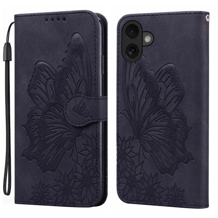 復古皮革觸感蝴蝶壓紋橫式翻蓋皮革手機殼，適用於 iPhone 17 Pro Max、iPhone 17 Pro、iPhone 17、iPhone Air
