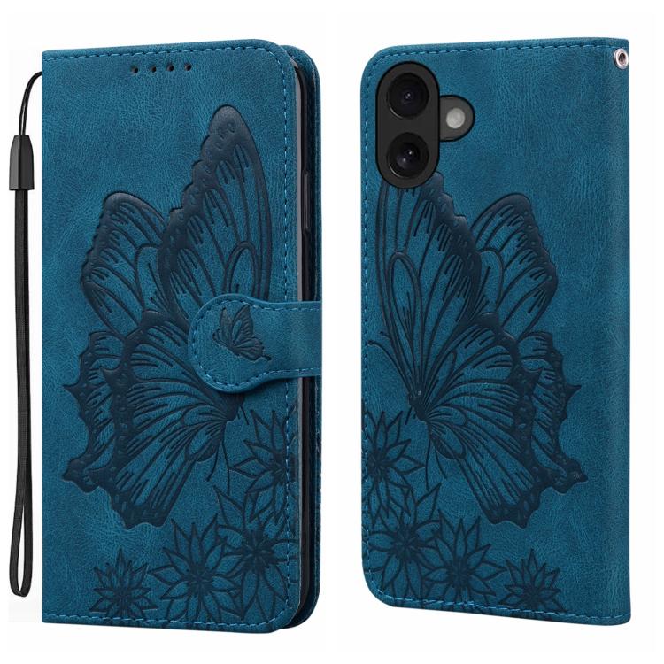 復古皮革觸感蝴蝶壓紋橫式翻蓋皮革手機殼，適用於 iPhone 17 Pro Max、iPhone 17 Pro、iPhone 17、iPhone Air