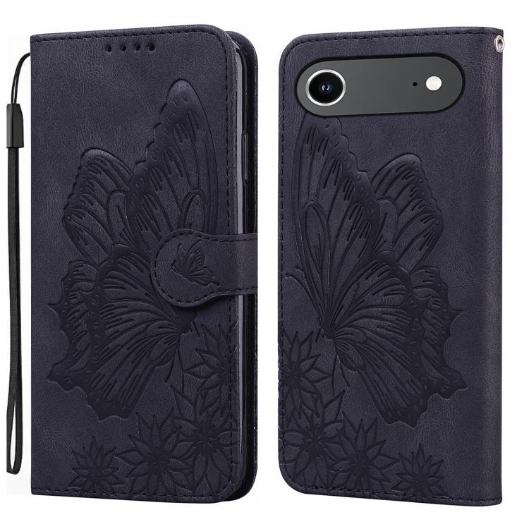 復古皮革觸感蝴蝶壓紋橫式翻蓋皮革手機殼，適用於 iPhone 17 Pro Max、iPhone 17 Pro、iPhone 17、iPhone Air